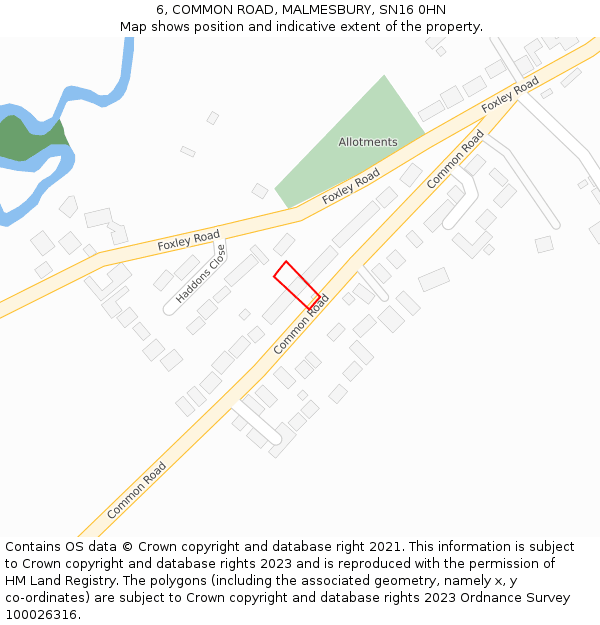 6, COMMON ROAD, MALMESBURY, SN16 0HN: Location map and indicative extent of plot