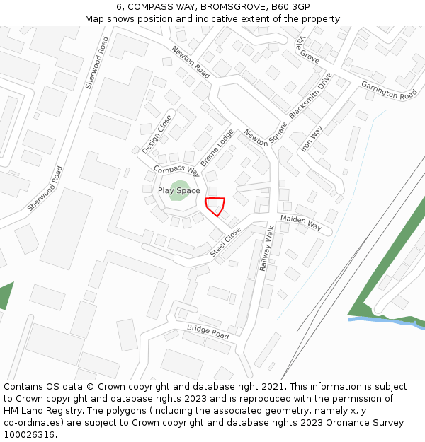 6, COMPASS WAY, BROMSGROVE, B60 3GP: Location map and indicative extent of plot