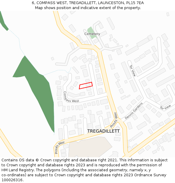6, COMPASS WEST, TREGADILLETT, LAUNCESTON, PL15 7EA: Location map and indicative extent of plot