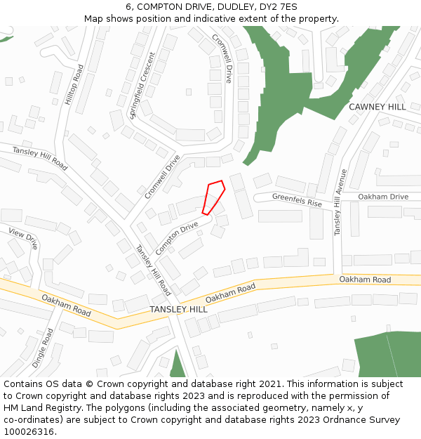 6, COMPTON DRIVE, DUDLEY, DY2 7ES: Location map and indicative extent of plot