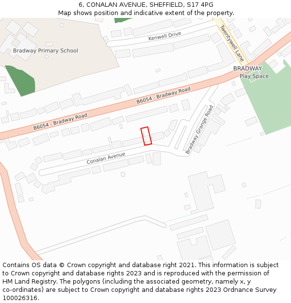 6, CONALAN AVENUE, SHEFFIELD, S17 4PG: Location map and indicative extent of plot