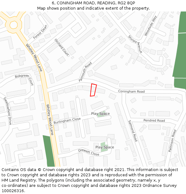 6, CONINGHAM ROAD, READING, RG2 8QP: Location map and indicative extent of plot