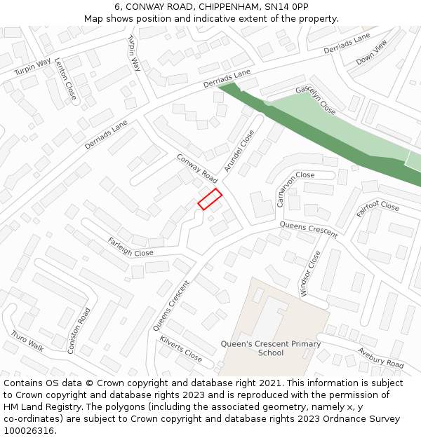 6, CONWAY ROAD, CHIPPENHAM, SN14 0PP: Location map and indicative extent of plot
