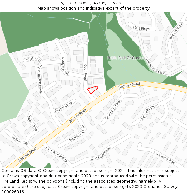 6, COOK ROAD, BARRY, CF62 9HD: Location map and indicative extent of plot