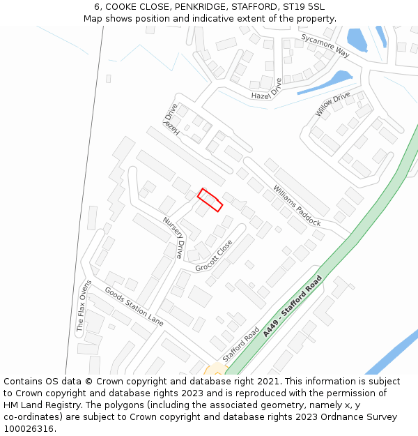 6, COOKE CLOSE, PENKRIDGE, STAFFORD, ST19 5SL: Location map and indicative extent of plot