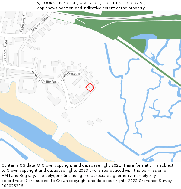 6, COOKS CRESCENT, WIVENHOE, COLCHESTER, CO7 9FJ: Location map and indicative extent of plot