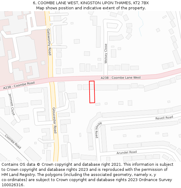 6, COOMBE LANE WEST, KINGSTON UPON THAMES, KT2 7BX: Location map and indicative extent of plot