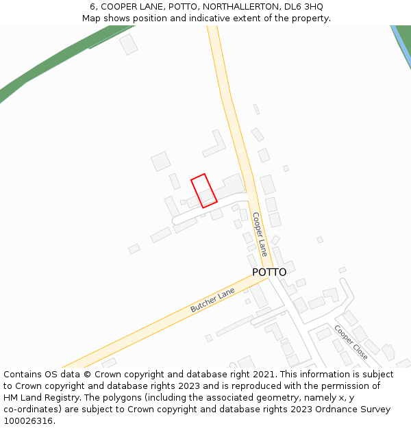6, COOPER LANE, POTTO, NORTHALLERTON, DL6 3HQ: Location map and indicative extent of plot