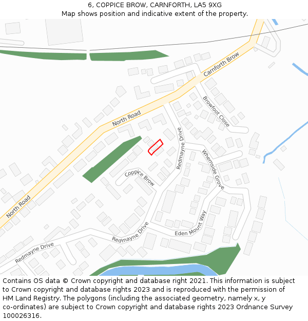 6, COPPICE BROW, CARNFORTH, LA5 9XG: Location map and indicative extent of plot