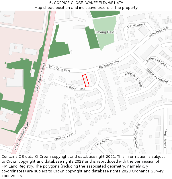 6, COPPICE CLOSE, WAKEFIELD, WF1 4TA: Location map and indicative extent of plot