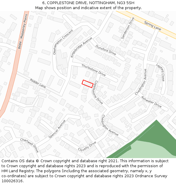 6, COPPLESTONE DRIVE, NOTTINGHAM, NG3 5SH: Location map and indicative extent of plot