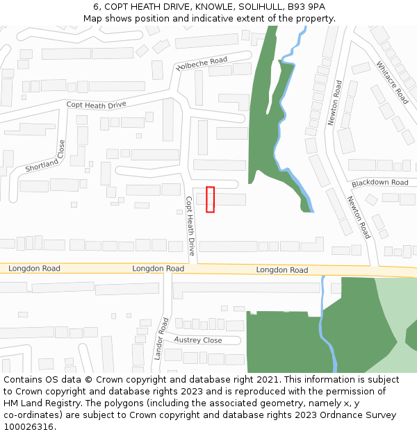 6, COPT HEATH DRIVE, KNOWLE, SOLIHULL, B93 9PA: Location map and indicative extent of plot