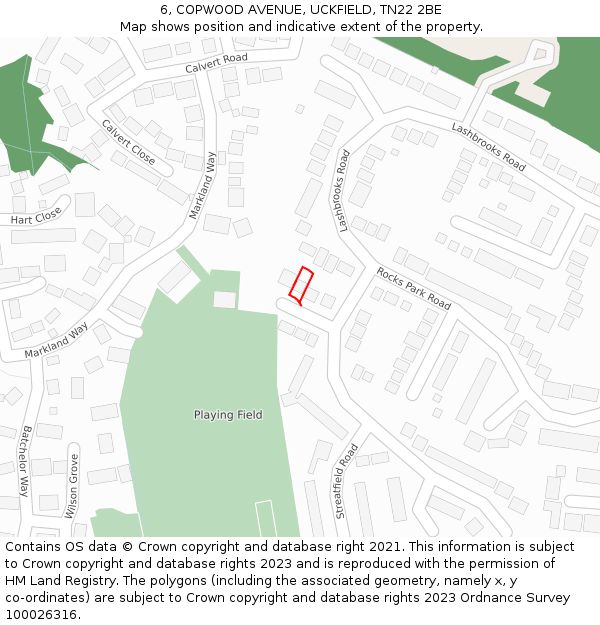 6, COPWOOD AVENUE, UCKFIELD, TN22 2BE: Location map and indicative extent of plot
