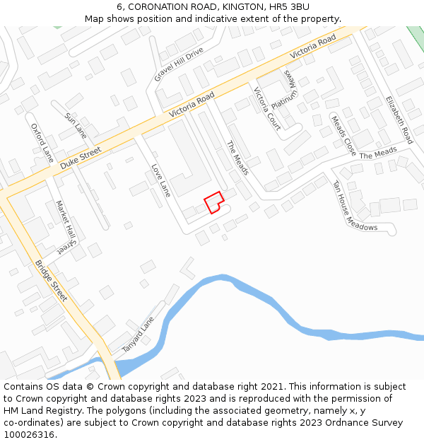 6, CORONATION ROAD, KINGTON, HR5 3BU: Location map and indicative extent of plot