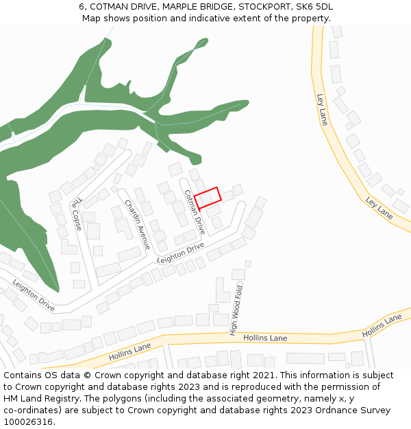 6, COTMAN DRIVE, MARPLE BRIDGE, STOCKPORT, SK6 5DL: Location map and indicative extent of plot