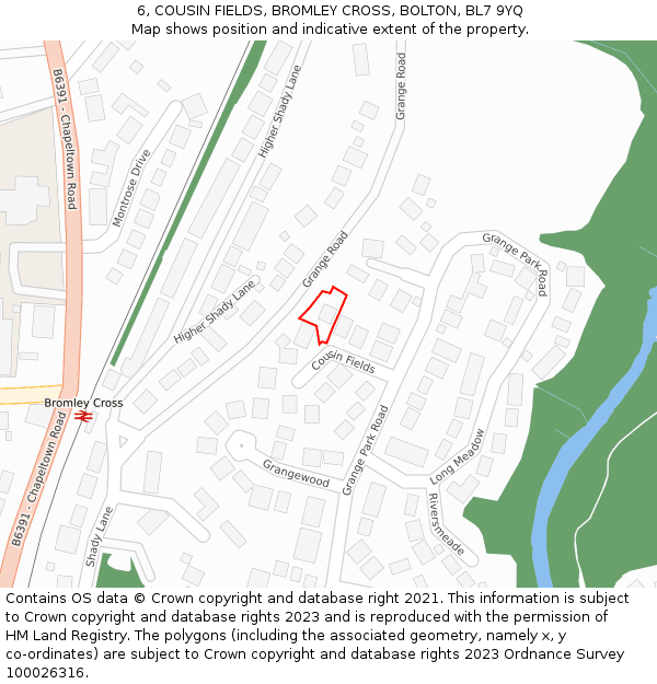 6, COUSIN FIELDS, BROMLEY CROSS, BOLTON, BL7 9YQ: Location map and indicative extent of plot