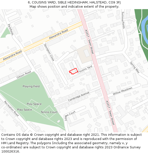 6, COUSINS YARD, SIBLE HEDINGHAM, HALSTEAD, CO9 3FJ: Location map and indicative extent of plot