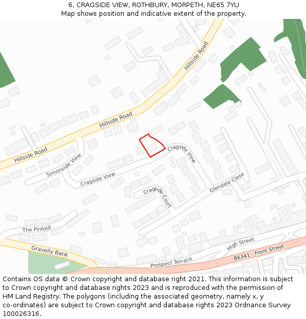 6, CRAGSIDE VIEW, ROTHBURY, MORPETH, NE65 7YU: Location map and indicative extent of plot