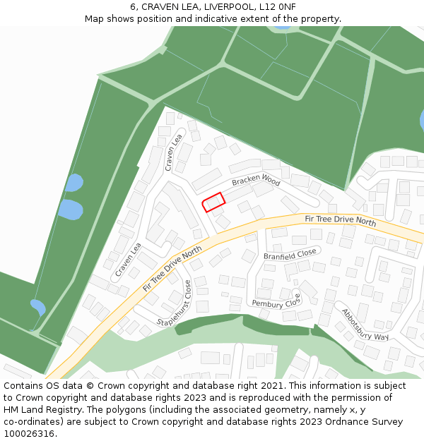 6, CRAVEN LEA, LIVERPOOL, L12 0NF: Location map and indicative extent of plot