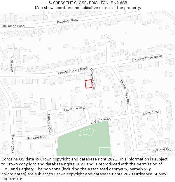 6, CRESCENT CLOSE, BRIGHTON, BN2 6SR: Location map and indicative extent of plot