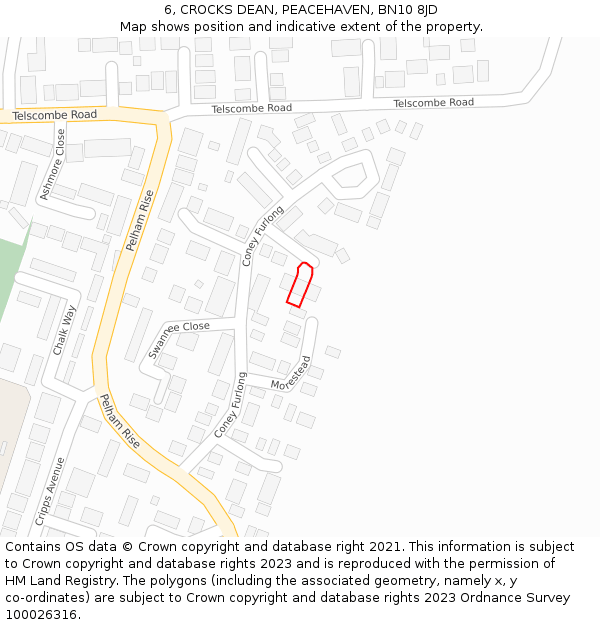 6, CROCKS DEAN, PEACEHAVEN, BN10 8JD: Location map and indicative extent of plot