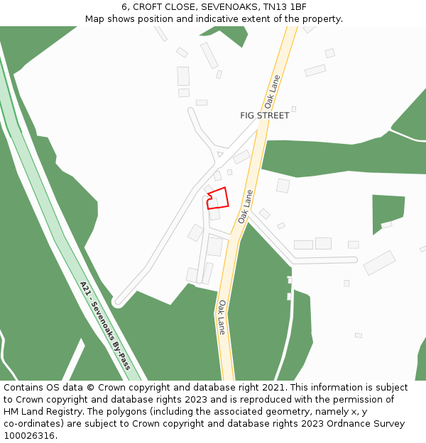 6, CROFT CLOSE, SEVENOAKS, TN13 1BF: Location map and indicative extent of plot