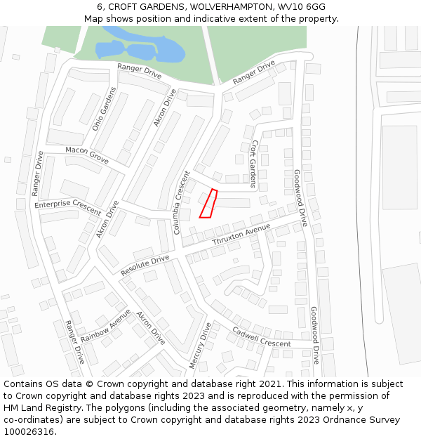 6, CROFT GARDENS, WOLVERHAMPTON, WV10 6GG: Location map and indicative extent of plot