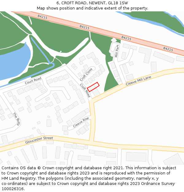 6, CROFT ROAD, NEWENT, GL18 1SW: Location map and indicative extent of plot