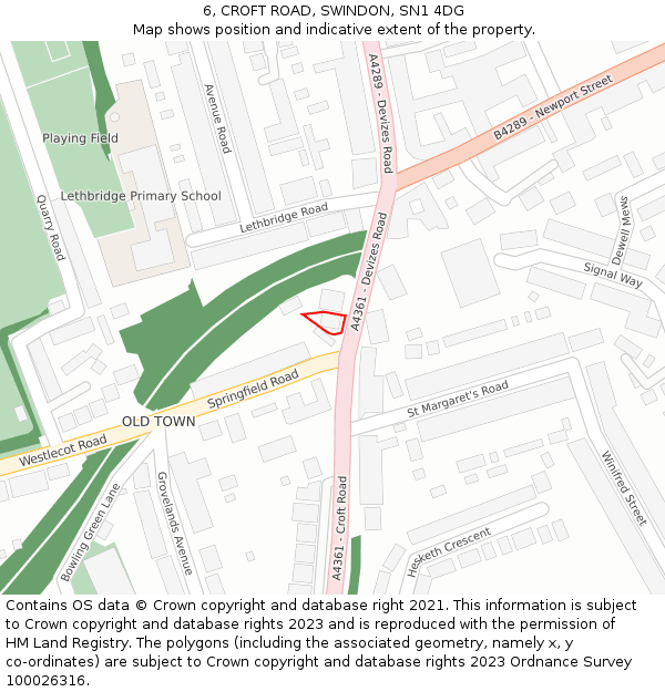 6, CROFT ROAD, SWINDON, SN1 4DG: Location map and indicative extent of plot