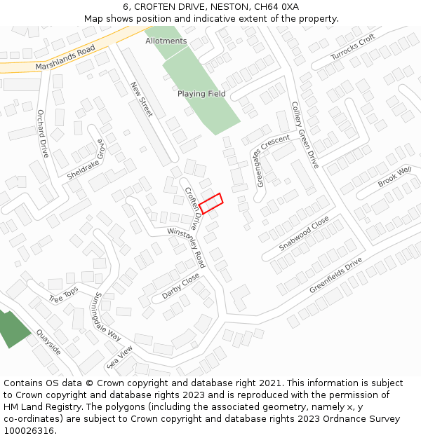 6, CROFTEN DRIVE, NESTON, CH64 0XA: Location map and indicative extent of plot