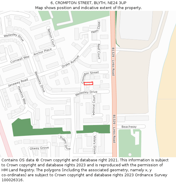 6, CROMPTON STREET, BLYTH, NE24 3UP: Location map and indicative extent of plot