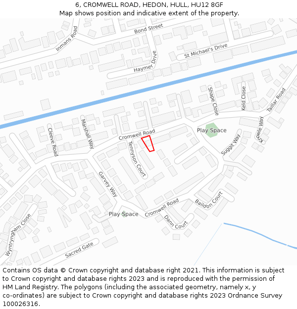 6, CROMWELL ROAD, HEDON, HULL, HU12 8GF: Location map and indicative extent of plot