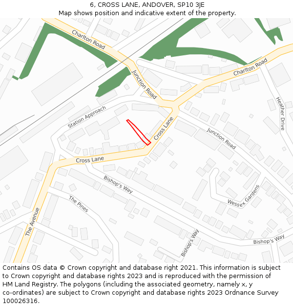 6, CROSS LANE, ANDOVER, SP10 3JE: Location map and indicative extent of plot