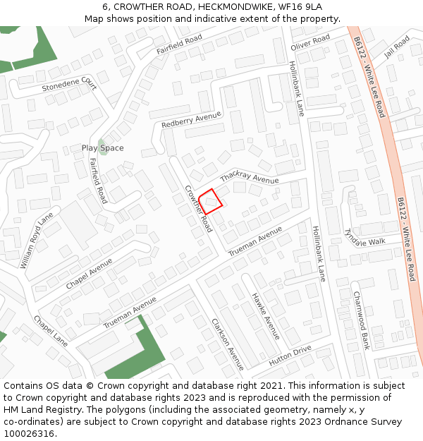 6, CROWTHER ROAD, HECKMONDWIKE, WF16 9LA: Location map and indicative extent of plot