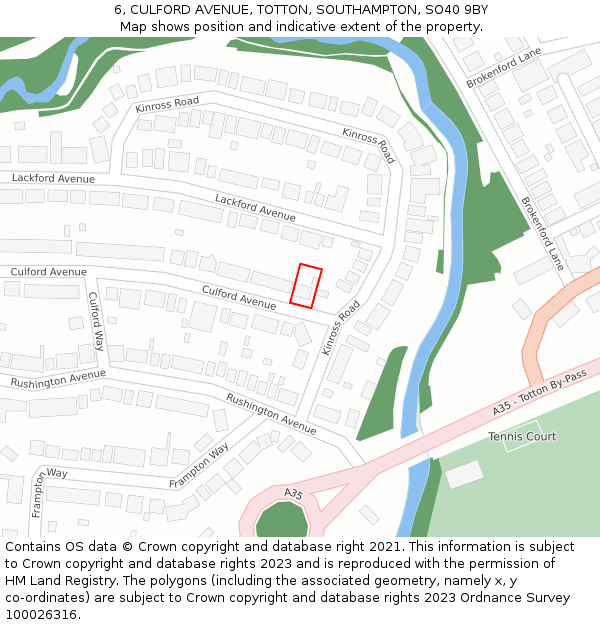 6, CULFORD AVENUE, TOTTON, SOUTHAMPTON, SO40 9BY: Location map and indicative extent of plot