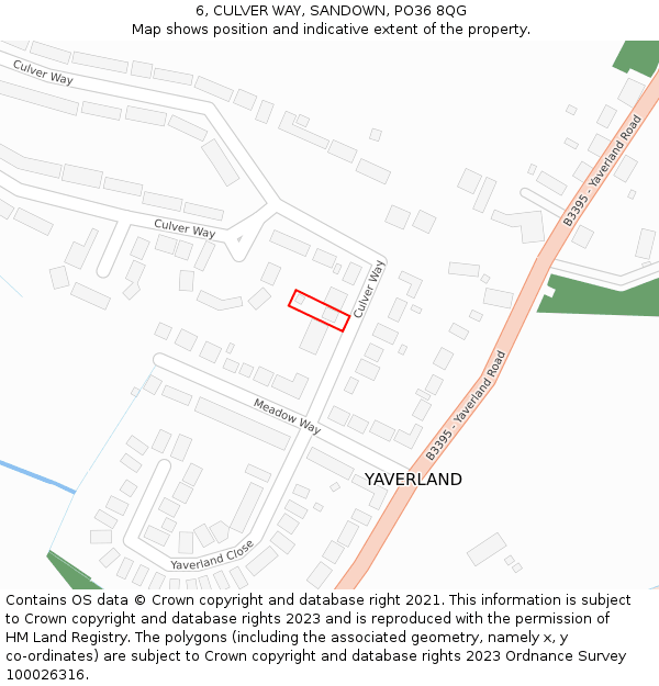 6, CULVER WAY, SANDOWN, PO36 8QG: Location map and indicative extent of plot