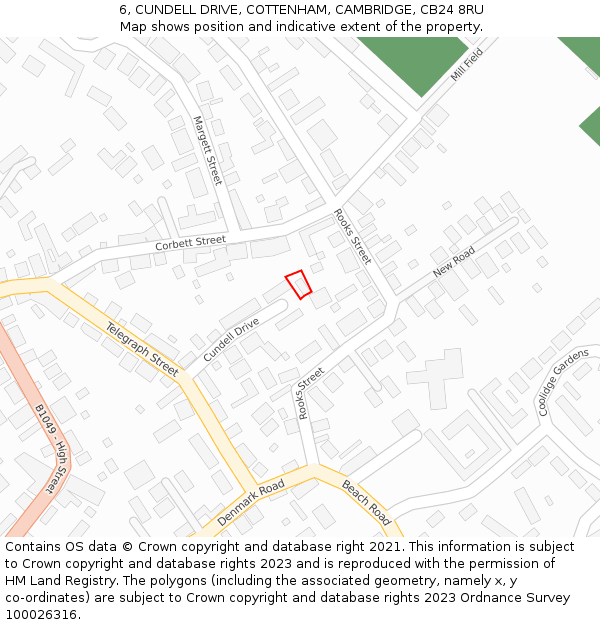 6, CUNDELL DRIVE, COTTENHAM, CAMBRIDGE, CB24 8RU: Location map and indicative extent of plot