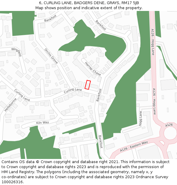 6, CURLING LANE, BADGERS DENE, GRAYS, RM17 5JB: Location map and indicative extent of plot