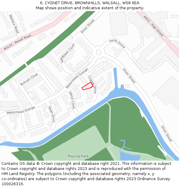 6, CYGNET DRIVE, BROWNHILLS, WALSALL, WS8 6EA: Location map and indicative extent of plot