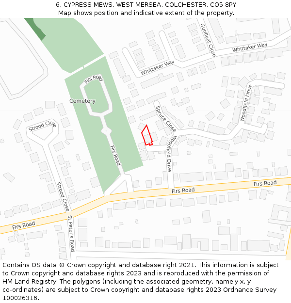6, CYPRESS MEWS, WEST MERSEA, COLCHESTER, CO5 8PY: Location map and indicative extent of plot