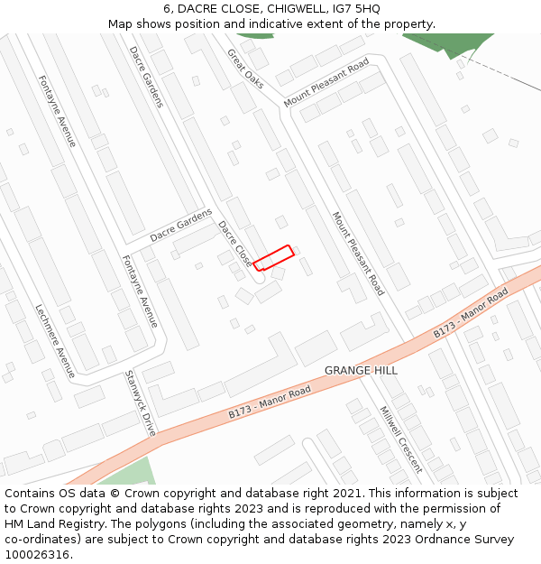 6, DACRE CLOSE, CHIGWELL, IG7 5HQ: Location map and indicative extent of plot