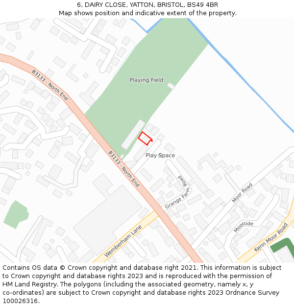 6, DAIRY CLOSE, YATTON, BRISTOL, BS49 4BR: Location map and indicative extent of plot