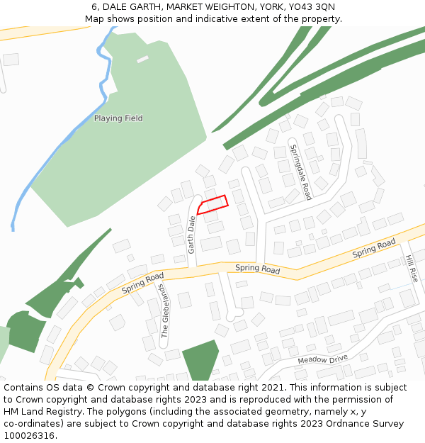 6, DALE GARTH, MARKET WEIGHTON, YORK, YO43 3QN: Location map and indicative extent of plot