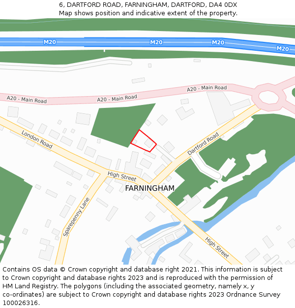 6, DARTFORD ROAD, FARNINGHAM, DARTFORD, DA4 0DX: Location map and indicative extent of plot