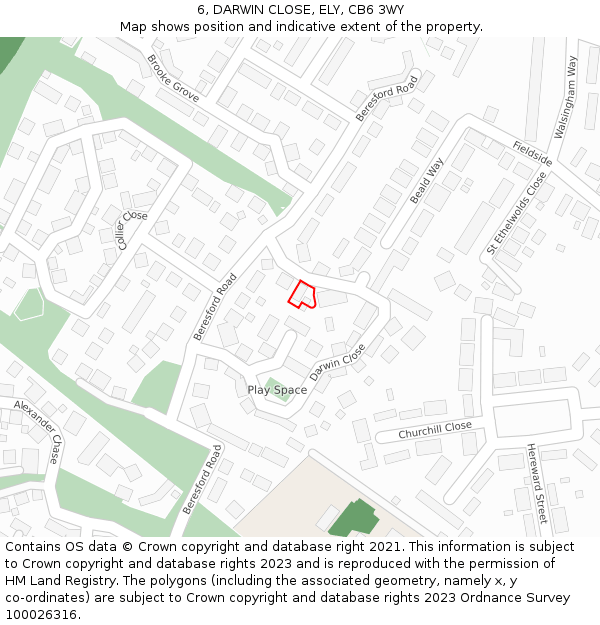 6, DARWIN CLOSE, ELY, CB6 3WY: Location map and indicative extent of plot