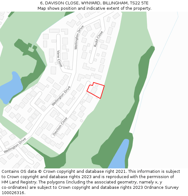 6, DAVISON CLOSE, WYNYARD, BILLINGHAM, TS22 5TE: Location map and indicative extent of plot