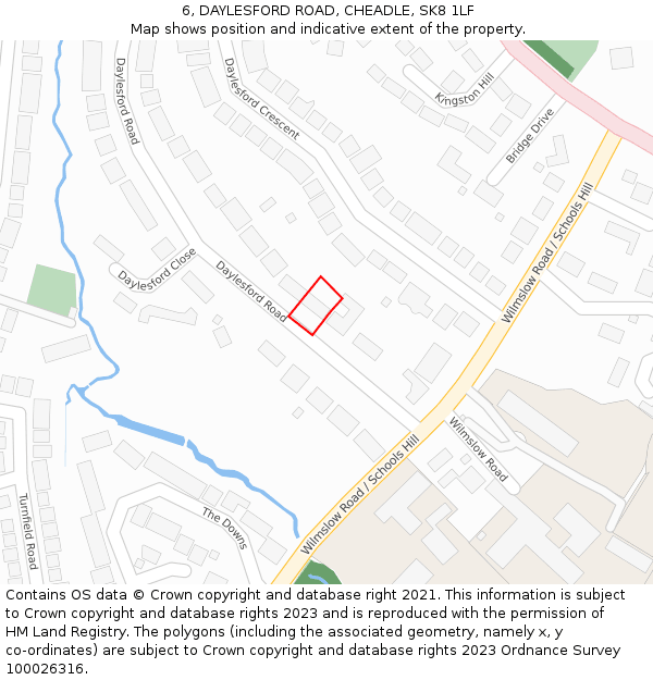 6, DAYLESFORD ROAD, CHEADLE, SK8 1LF: Location map and indicative extent of plot