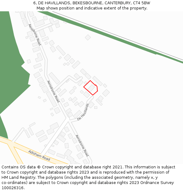 6, DE HAVILLANDS, BEKESBOURNE, CANTERBURY, CT4 5BW: Location map and indicative extent of plot