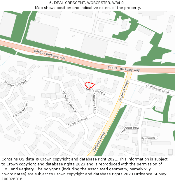 6, DEAL CRESCENT, WORCESTER, WR4 0LJ: Location map and indicative extent of plot