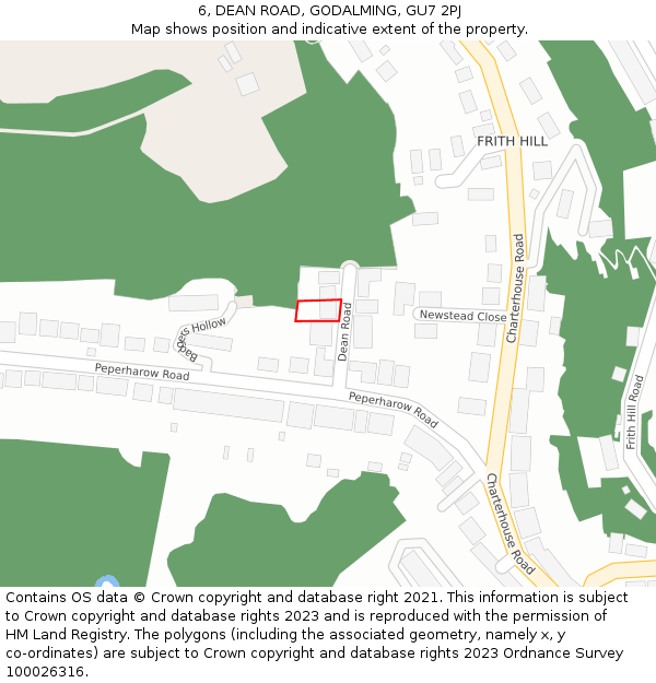 6, DEAN ROAD, GODALMING, GU7 2PJ: Location map and indicative extent of plot